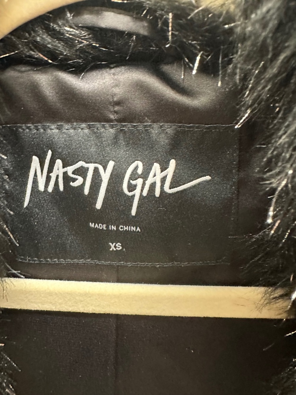 Nasty Gal Black Shaggy Faux Fur Teddy Jacket - Picture 3 of 3